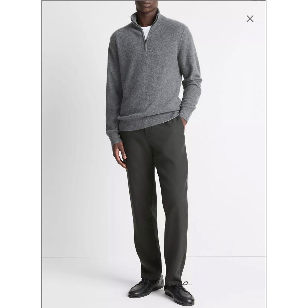 Vince Quarter Zip Sweater Small Grey Cashmere Pullover M54556793 100% Cashmere